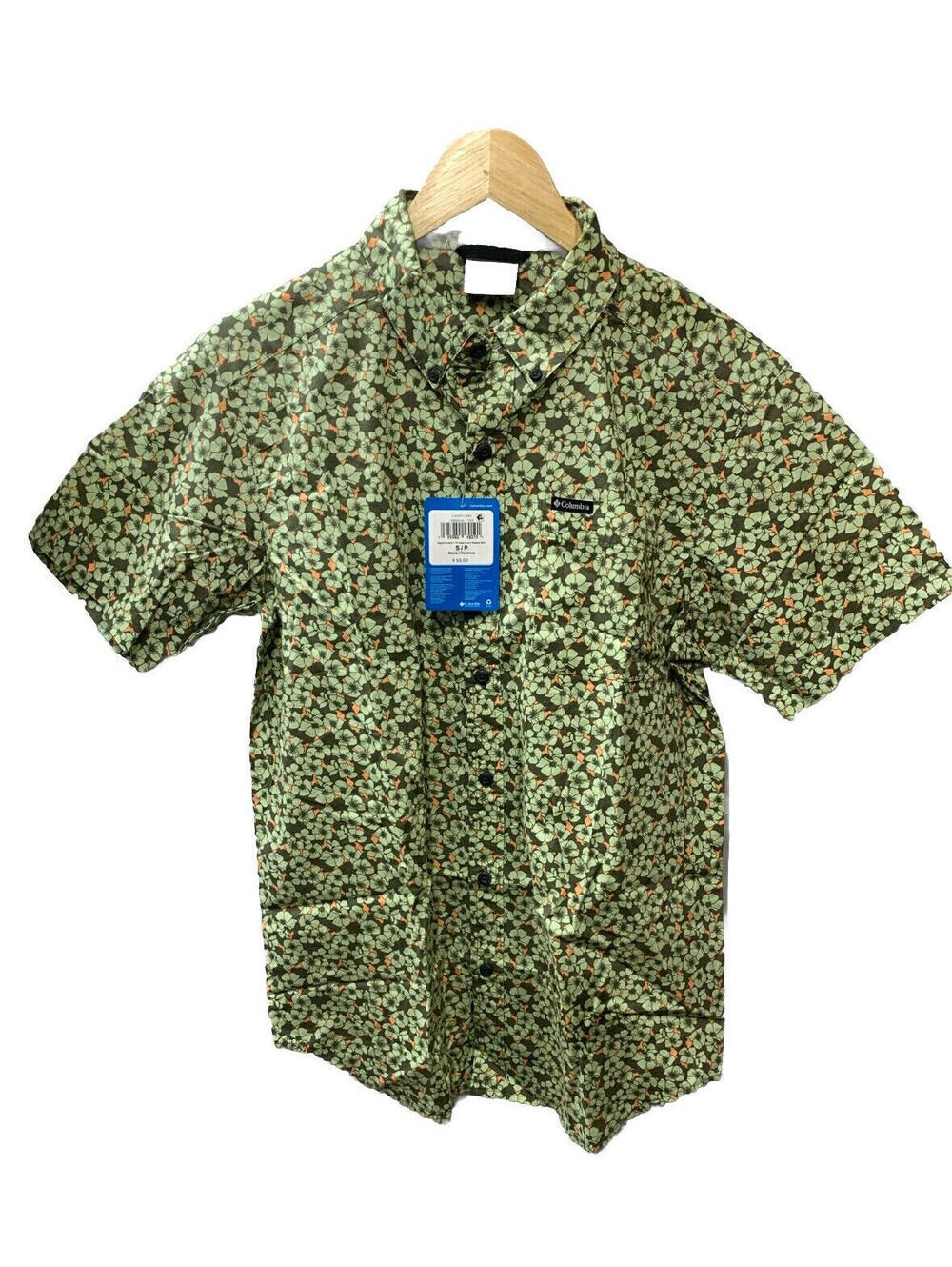 COLUMBIA Men's Rapid Rivers Printed Short Sleeve Shirt Size Small Green Floral